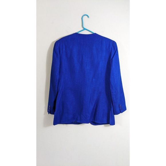 Blue Blazer Size 10 Vintage Rayon Single Button Blazer Liz Claiborne - Picture 2 of 12